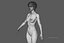 Nude Slim Brunette Woman with Tan Lines and Short Hair