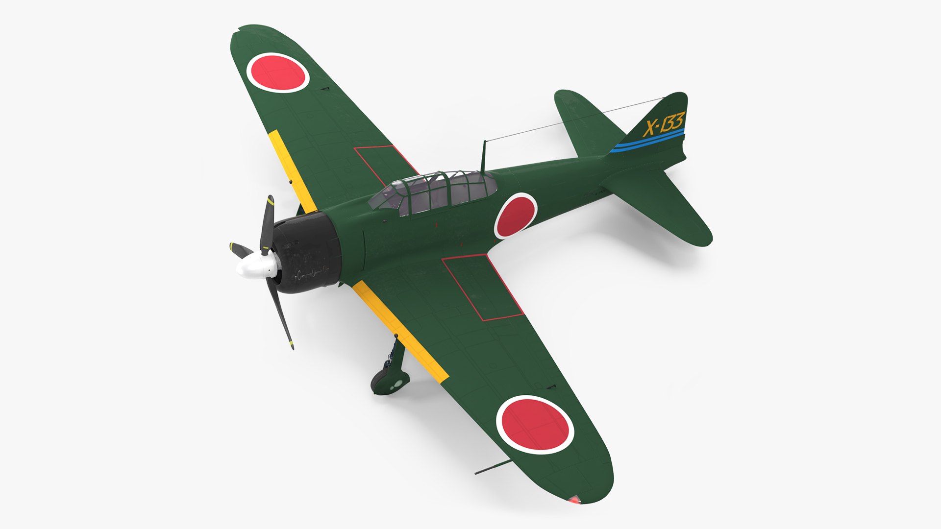 A6M Zero WWII Fighter Aircraft 3D model preview