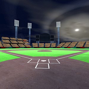 3D Baseball Field Night model
