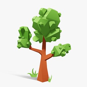 Tree pixel low poly 3D model