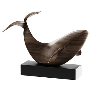 Abstract Whale Wood Sculpture model