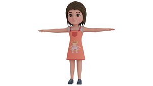 April Girl Cartoon Character 3D model