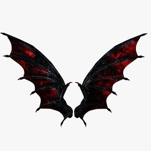 Dark Demon Wings Evil game ready or print model