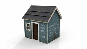 Rustic Blue Storage Shed 3D model