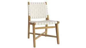 Taj White Woven Leather Dining Chair 3D