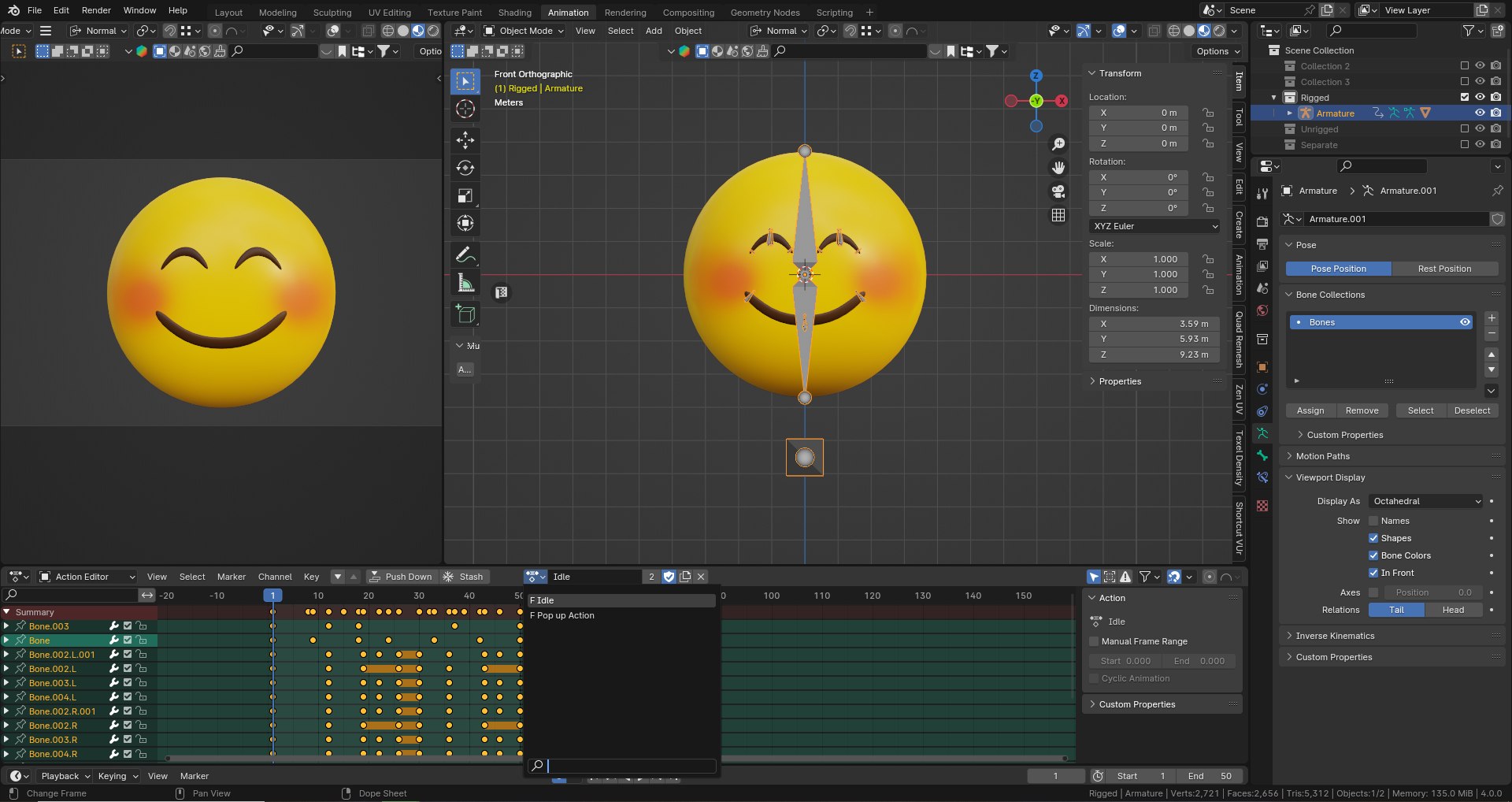 Blushing Smile Yellow Ball Emoticon Emoji Or Smiley 3D Model ...