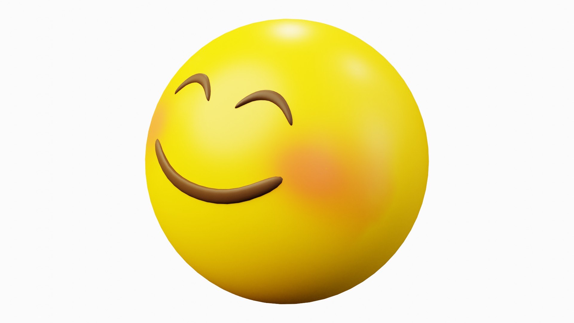 Blushing Smile Yellow Ball Emoticon Emoji Or Smiley 3D Model ...