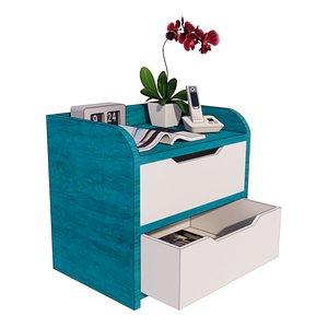 3D Minimal Wooden Night Stand