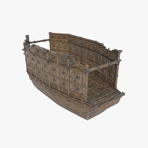 3D Ancient Asian ferry boats
