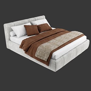 3D Modern Upholstered Bed 3D model