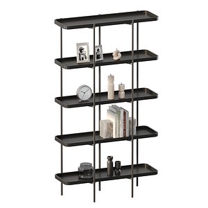 3D model Large Wooden Shelf Unit Renee Westwing Collection