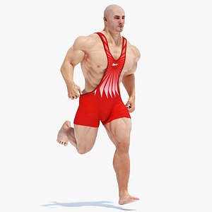 Athletic Strong Male in Reebok Red Leotard Rigged