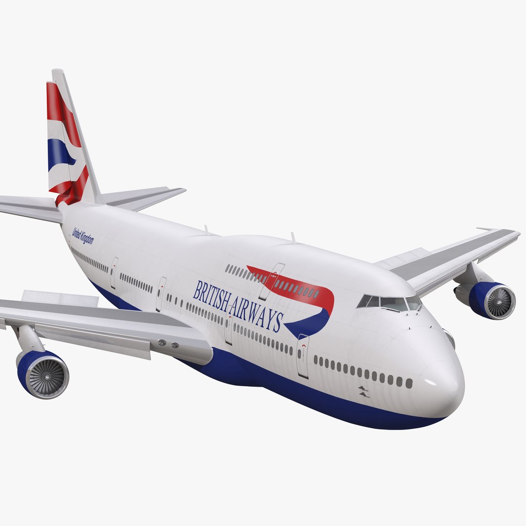 Boeing 747-300 British Airways Rigged 3D Model 3D model preview