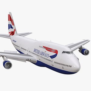 Boeing 747-300 British Airways Rigged 3D Model