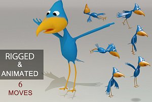 Rigged Low Poly Cartoon Bird (Game Ready)