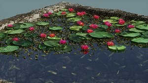 Lily Pad and Flower Particles - Complete System 3D