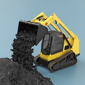 3D Skid Steer Loader with Pile of Soil model