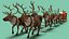 3D santa sleigh reindeers model