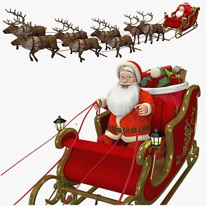 Santa in Sleigh with Reindeers