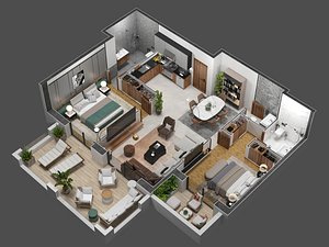 3D Detailled floorplan k1