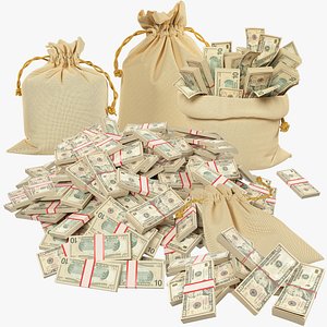 3D Money Bags Collection V32 model