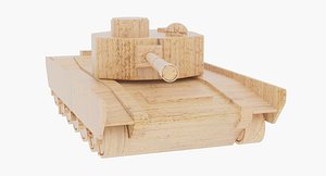 wooden toy tank wood 3d model