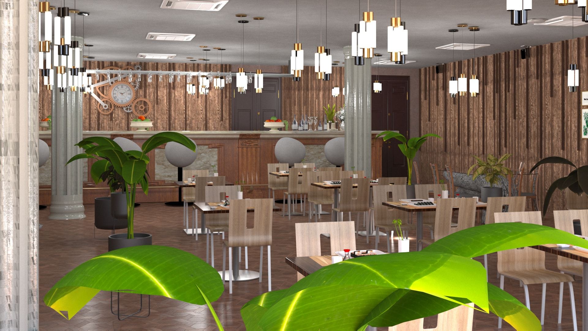 Restaurant With A Special Style Buffet Model - TurboSquid 1841280