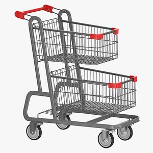 3D metal shopping cart 02