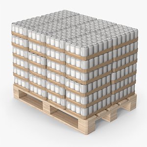 3D Soda Can Packs On Wooden Pallet