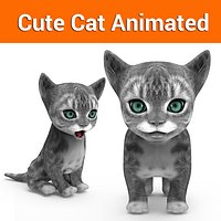cute cat gray animated