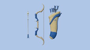 3D Archer Bow 03 Blue Beige - Quiver Fantasy Weaponry