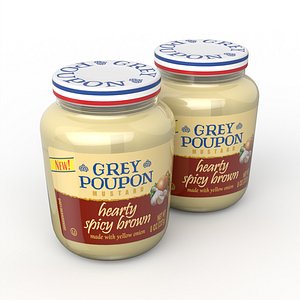 3D grey poupon jar