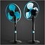 Blue and Black Oscillating Electric Standing Fan