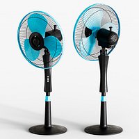 Blue and Black Oscillating Electric Standing Fan