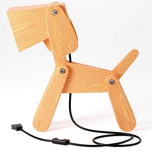 Creative wooden dog table lamp 3D