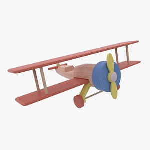 3D colored wooden airplane toy model