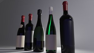 3D Wine Bottles
