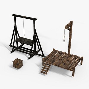 Gallows And Chopping Block low-poly 3d model