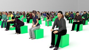 3D Low Poly Rigged and Animated Sitting People Pack - 200 Pieces