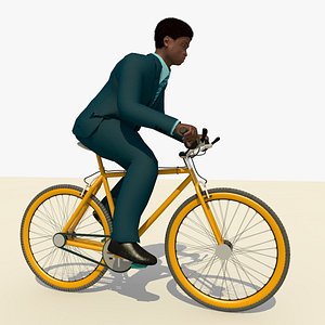 Man With a Blue Suit Riding a Bicycle Animated