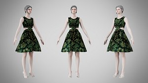 3D model Dress 33 Emerald Whisper Velvet