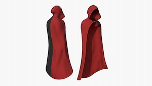 Medieval Cloak A06 Red Black - Fantasy Character Design 3D model