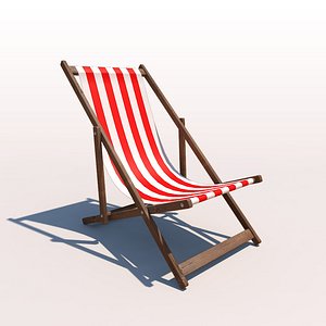 3d model deck chair - red