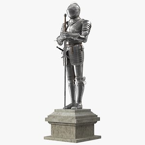 3D model Medieval Knight Plate Armor Standing on Podium
