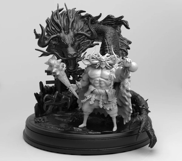 3D Anime character design The Bull like Kaido with dragon STL 3D model design print download model