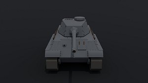 3D Low-poly Cartoon Polygonal Panzer VI Tiger II