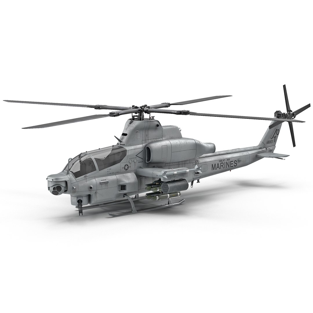 Attack Helicopter Bell AH 1Z Viper Rigged 3D model preview