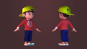 Animated characters students passersby Little Boys cartoon boy
