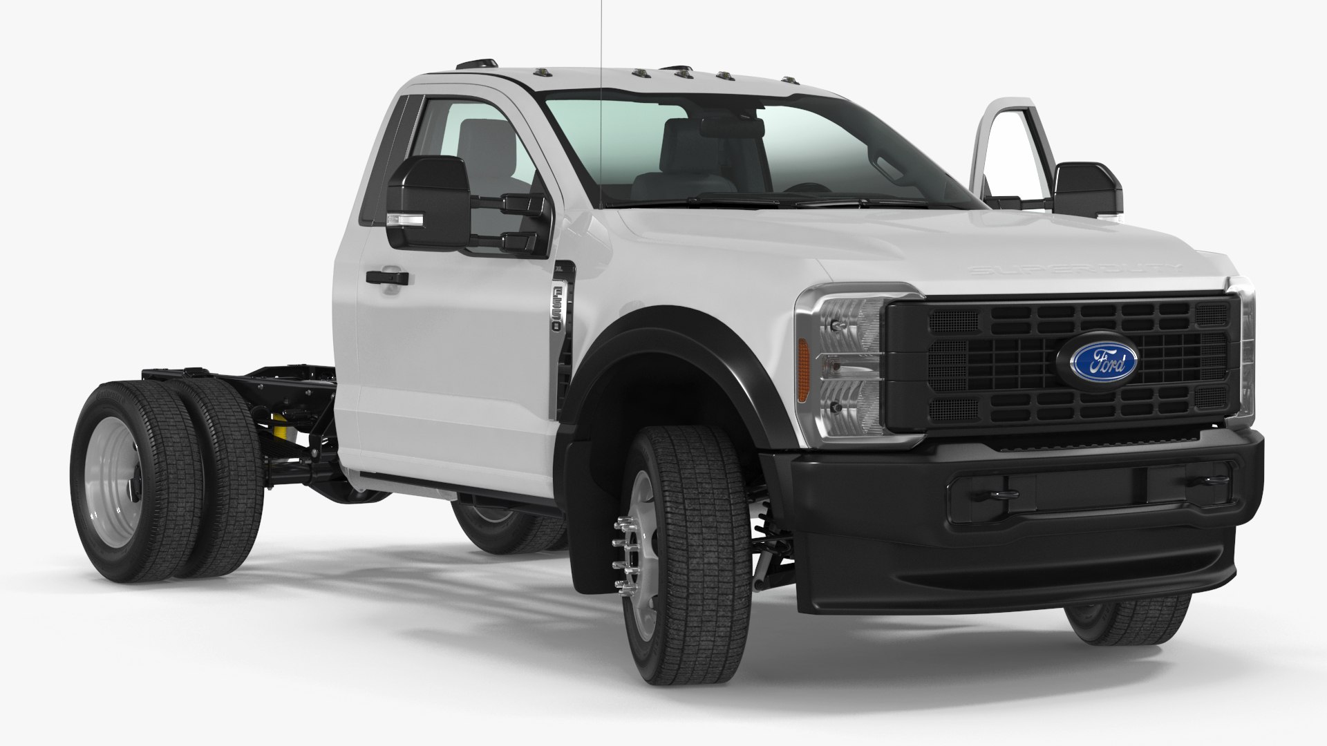 Ford Super Duty F-550 XL 2023 Bare Chassis White Rigged 3D model preview