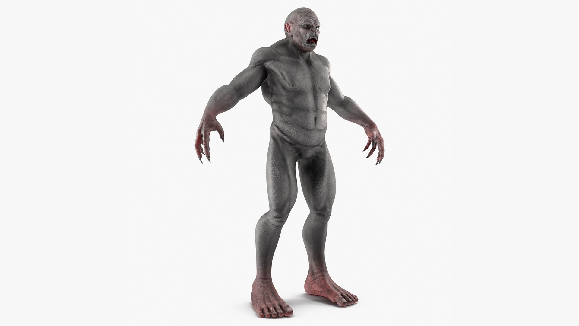 Scary Ape Monster A-pose 3D model preview